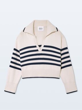 White + Warren Varsity Cotton Stripe Polo
